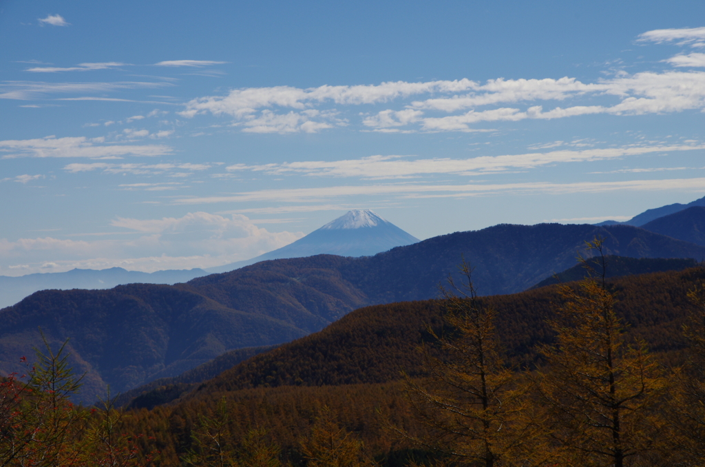 入笠山より富士山を望む