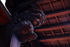 参拝者を睨みつける？