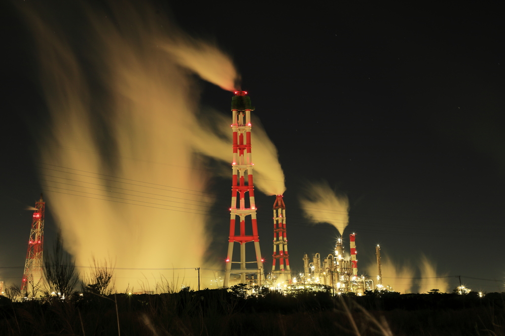 工場夜景　神栖総合グランドより