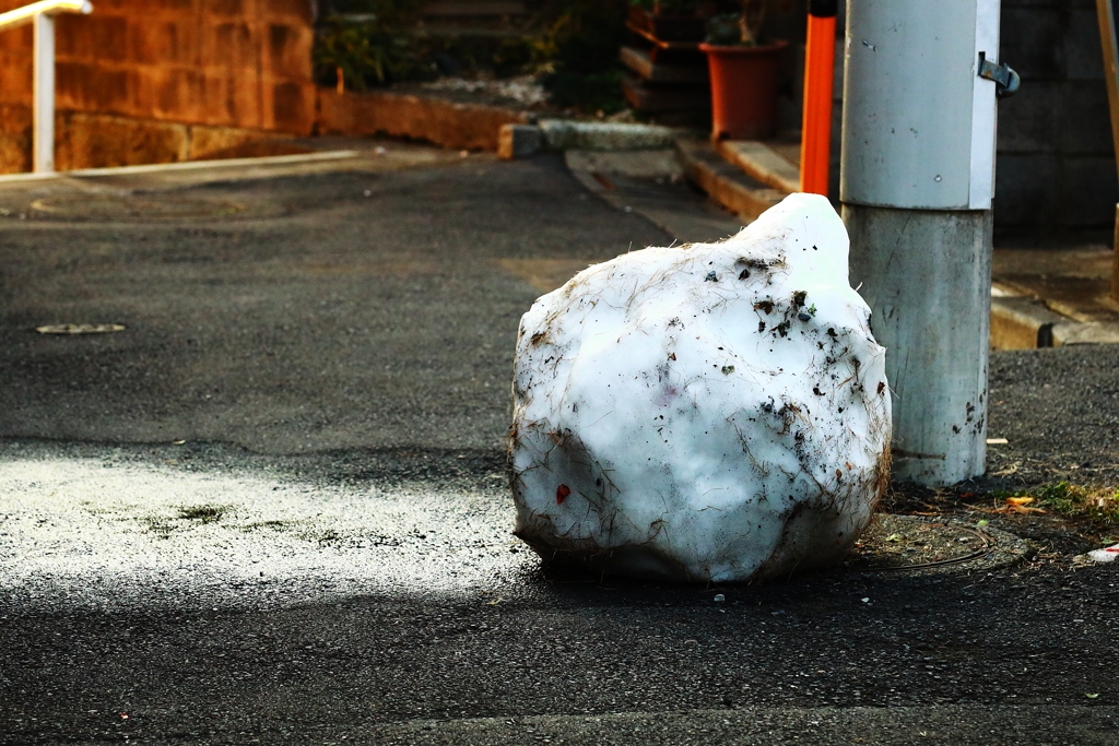 名残り雪　　子供たちの歓声が聞こえる