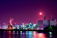 四日市工場夜景--３