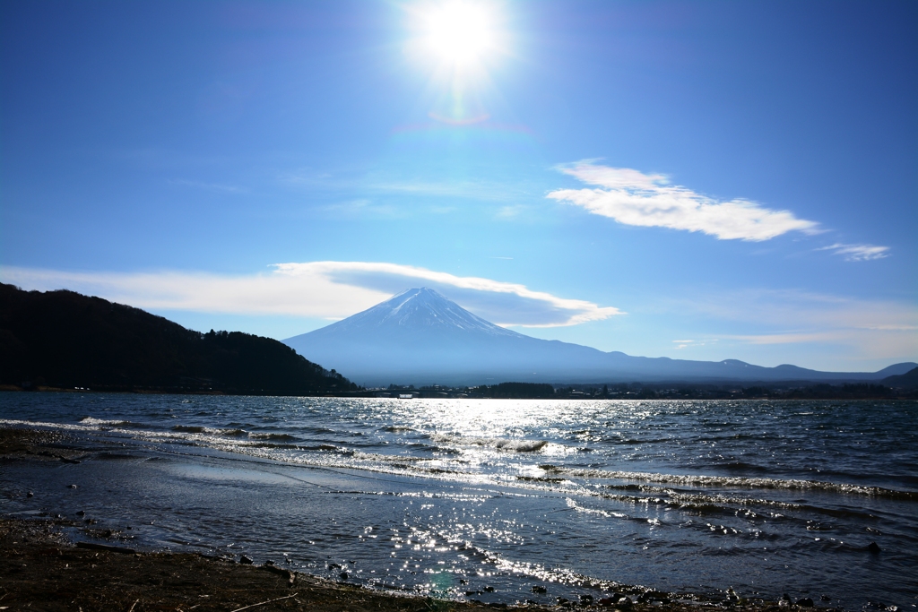 湖畔の富士