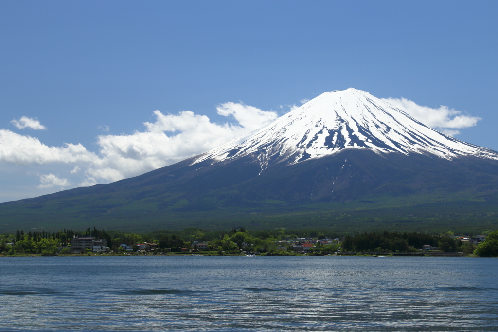河口湖（長崎公園付近）からの富士山