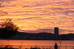 琵琶湖の夕陽