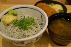 しらす丼とカレーグラタンコロッケ