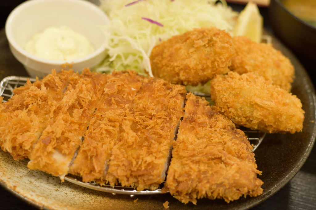 カキ＆ロース定食