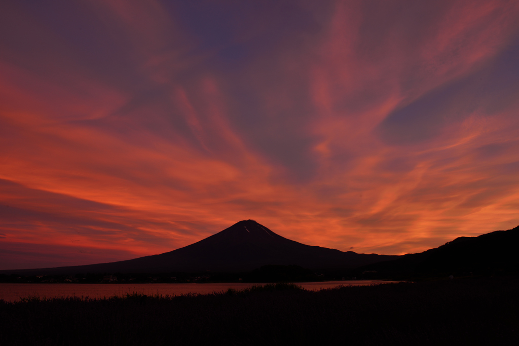 夕焼け　富士