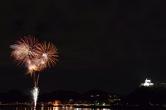 国宝犬山城　①　花火
