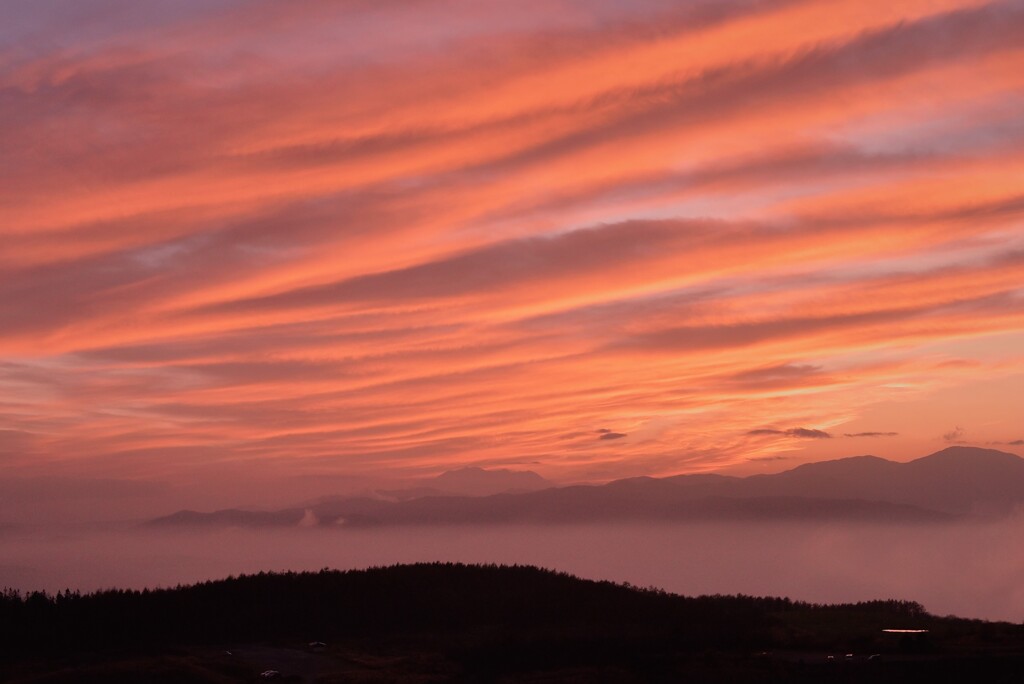 遠望・乗鞍の夕焼け