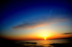 contrail sunset