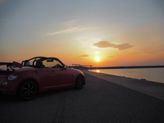 夕日と愛車