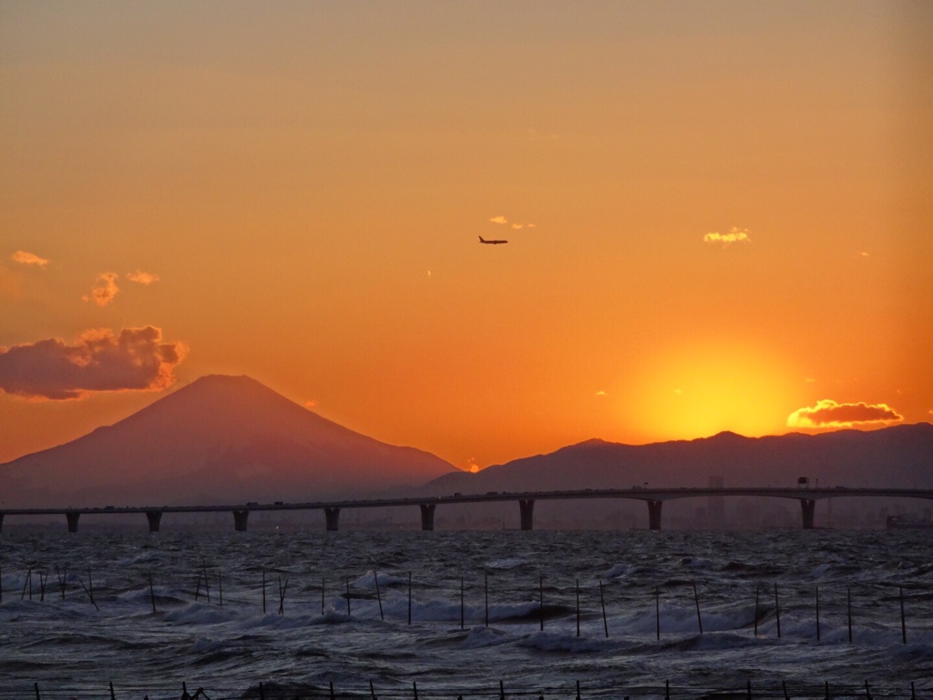 東京湾の夕陽