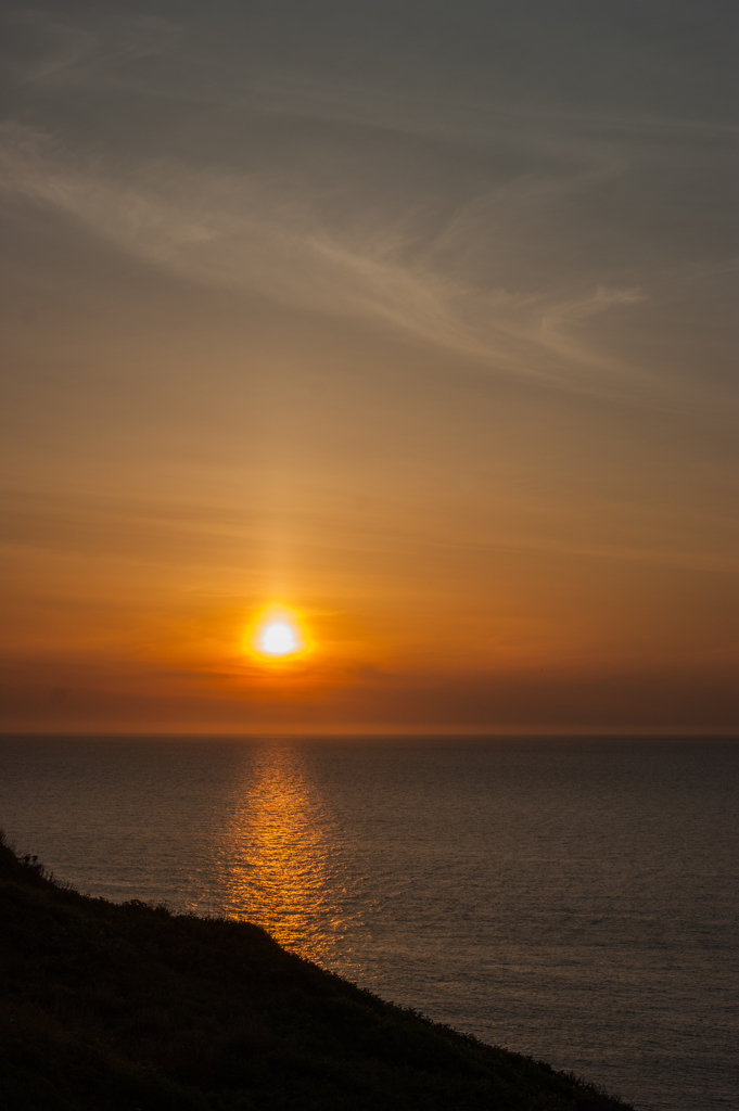 笠島から夕日