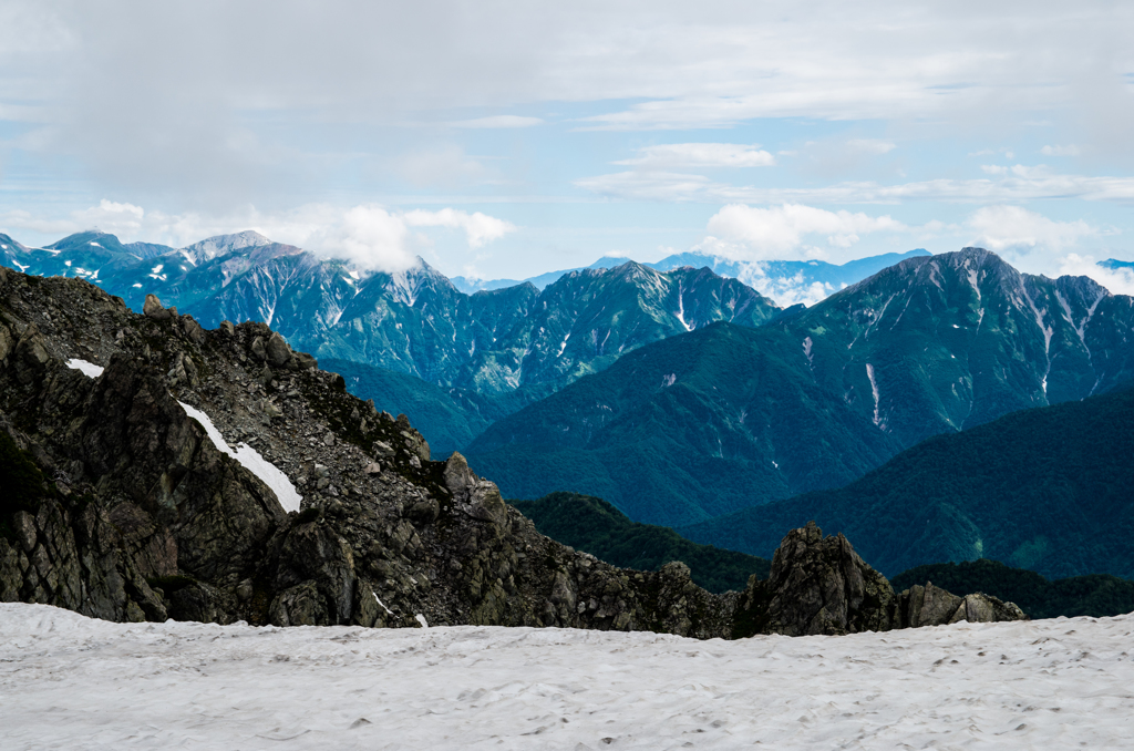立山より後立山を望む
