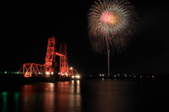 昇開橋と花火　３