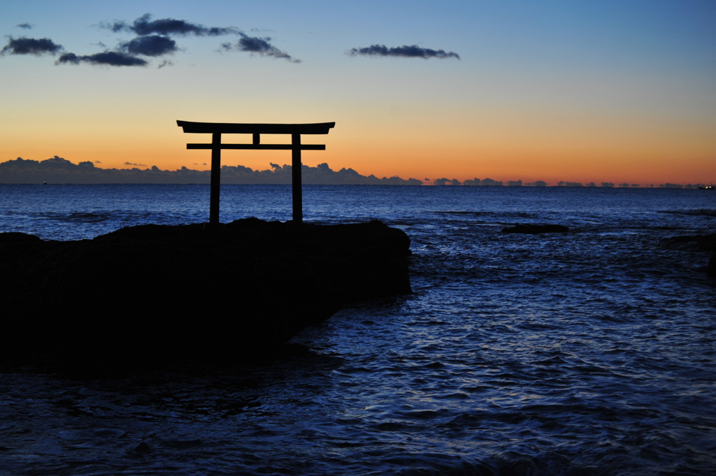 大洗磯前神社 日の出前