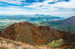 本峰から北峰、由布岳