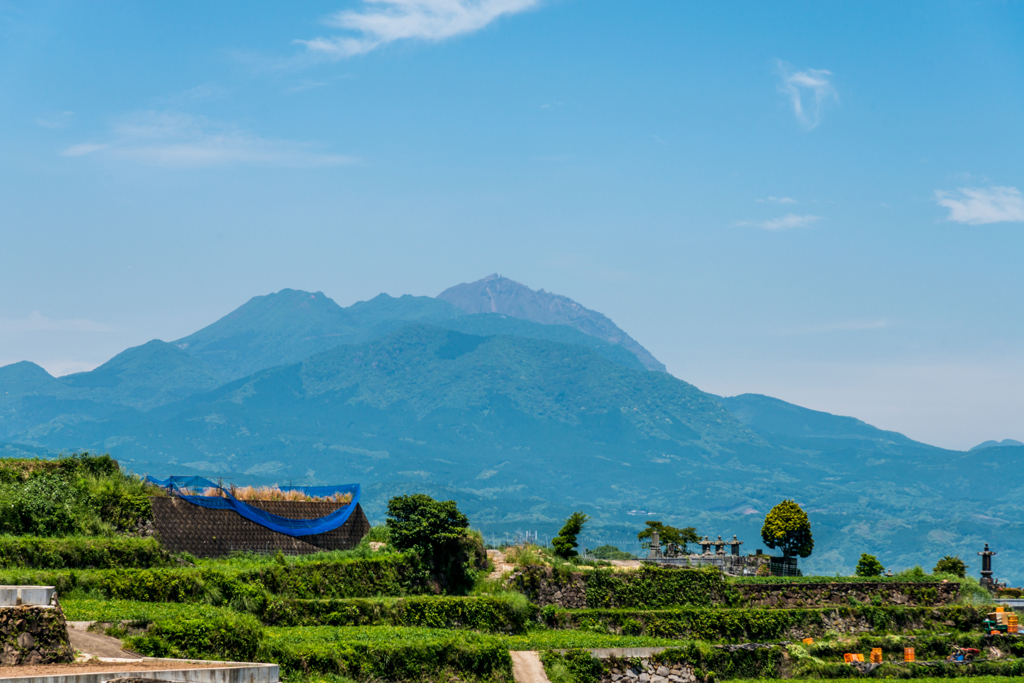 谷水棚田越しに雲仙