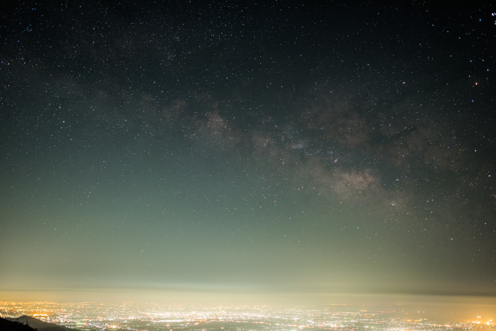 佐賀市の夜景と天の川_2016.03.17