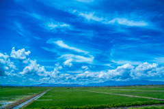 空、山、水田