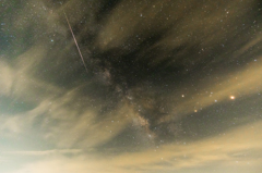 天の川に流星