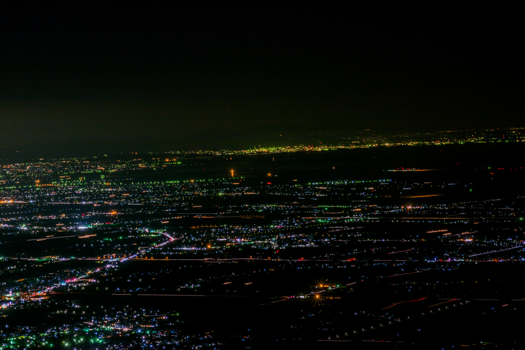天山から佐賀市の夜景-2