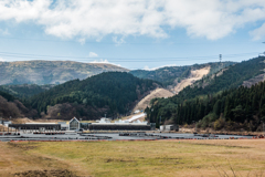 雪不足のスキー場