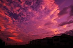迫りくる夕焼け雲