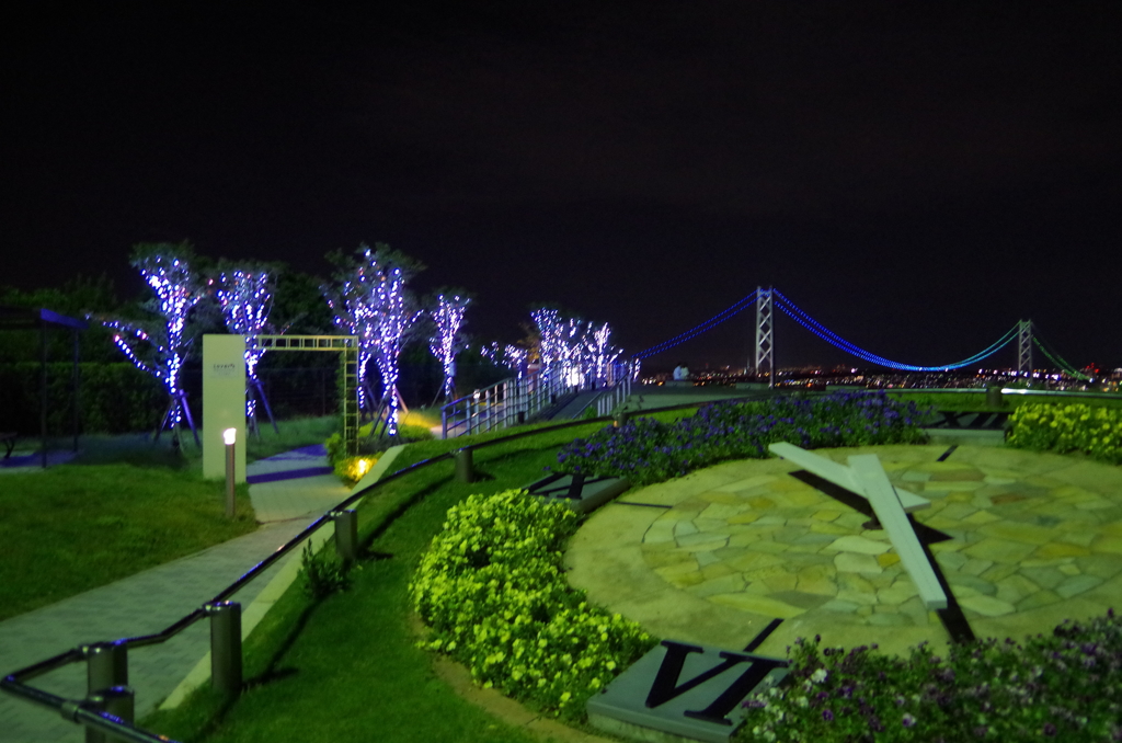 夜淡路からの橋