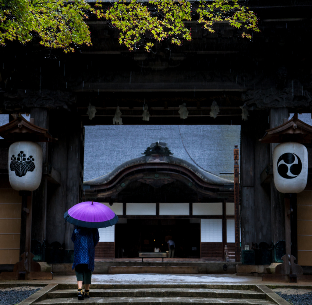 雨の高野山