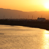 長良川に映える夕焼け