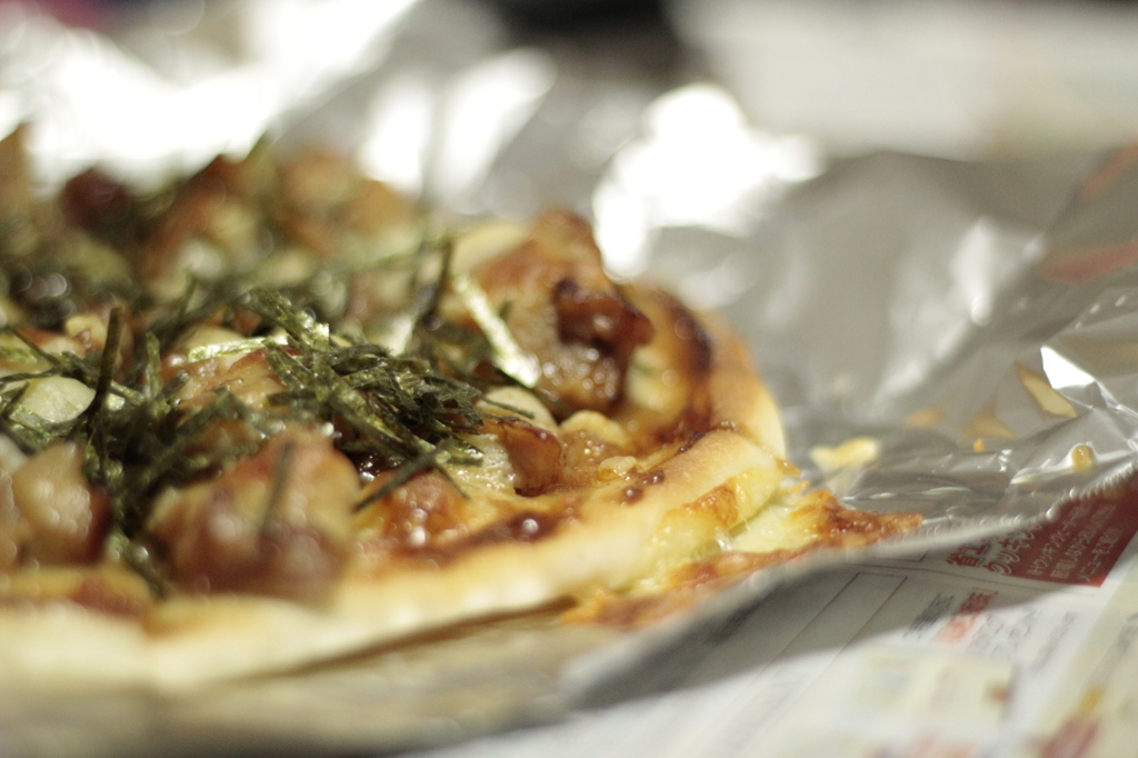 照り焼きチキンのピザ