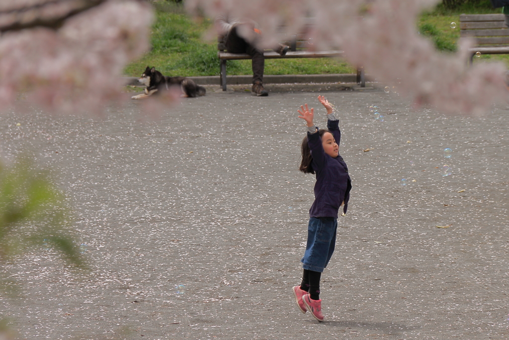 春風の中で