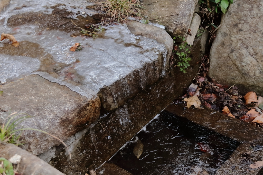 凍てつく用水路