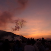 夕日と花火