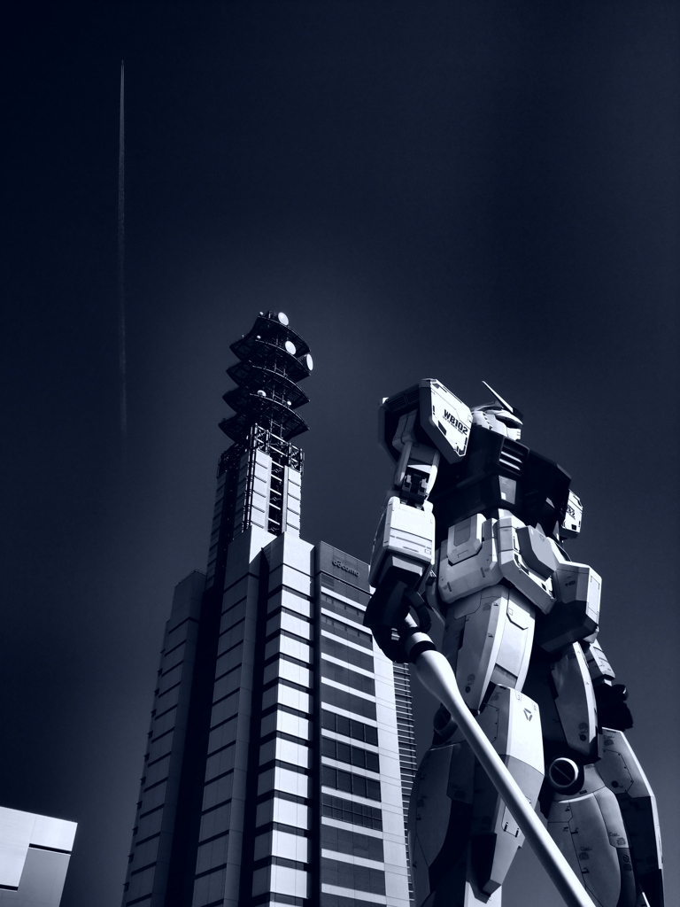 遠くを見詰めるガンダム