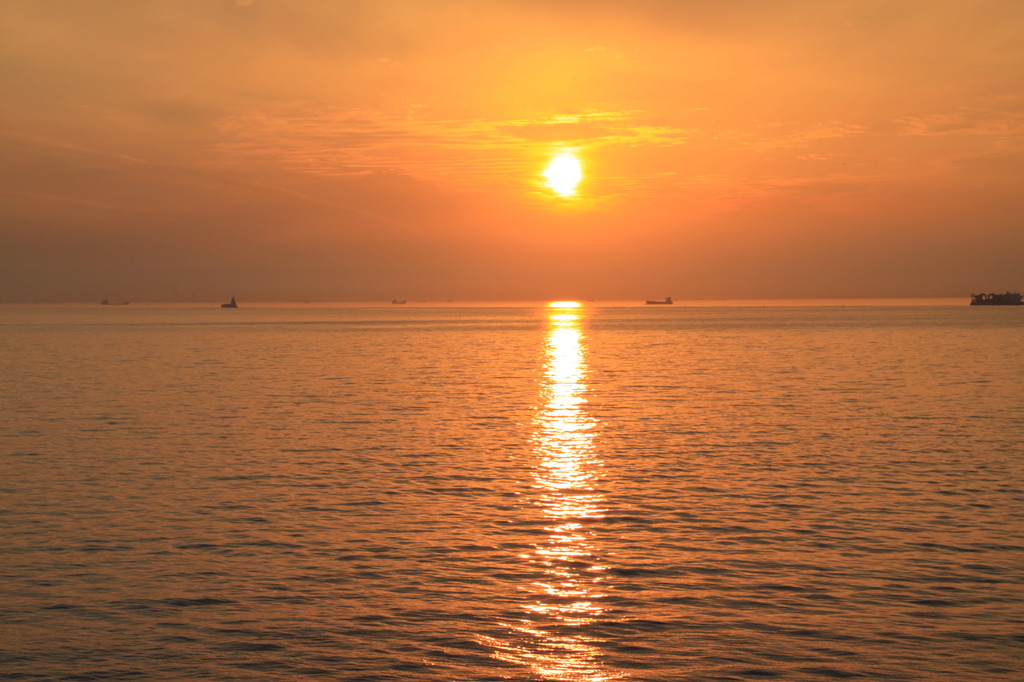 夕日・検見川海岸