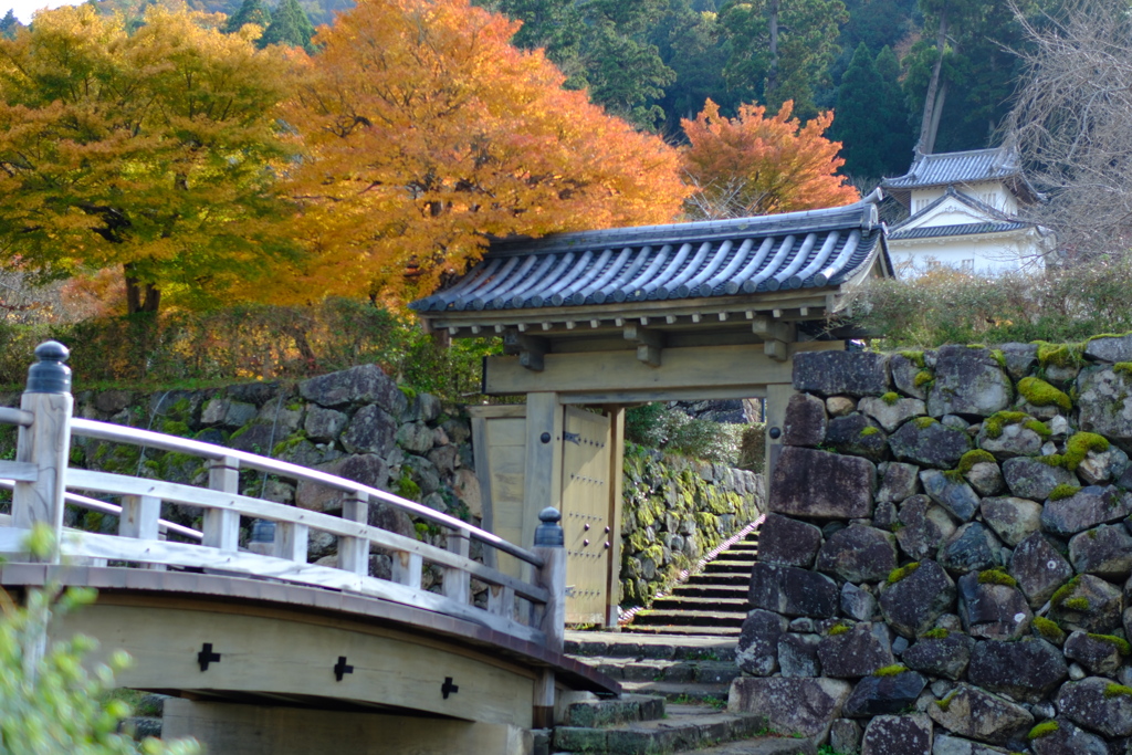 紅葉の出石城