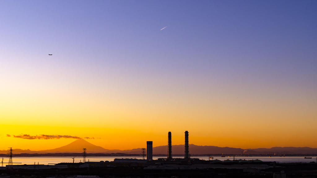 富津夕景