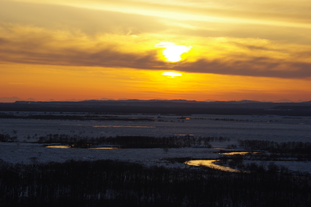 雪原の夕景・・・釧路湿原①