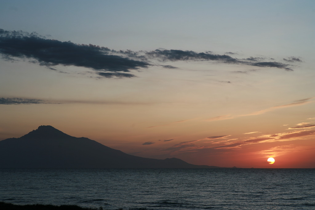 I利尻富士と夕焼け