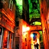 Old Town, Green and Salmon Pink