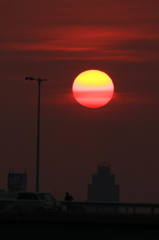 彩色夕陽