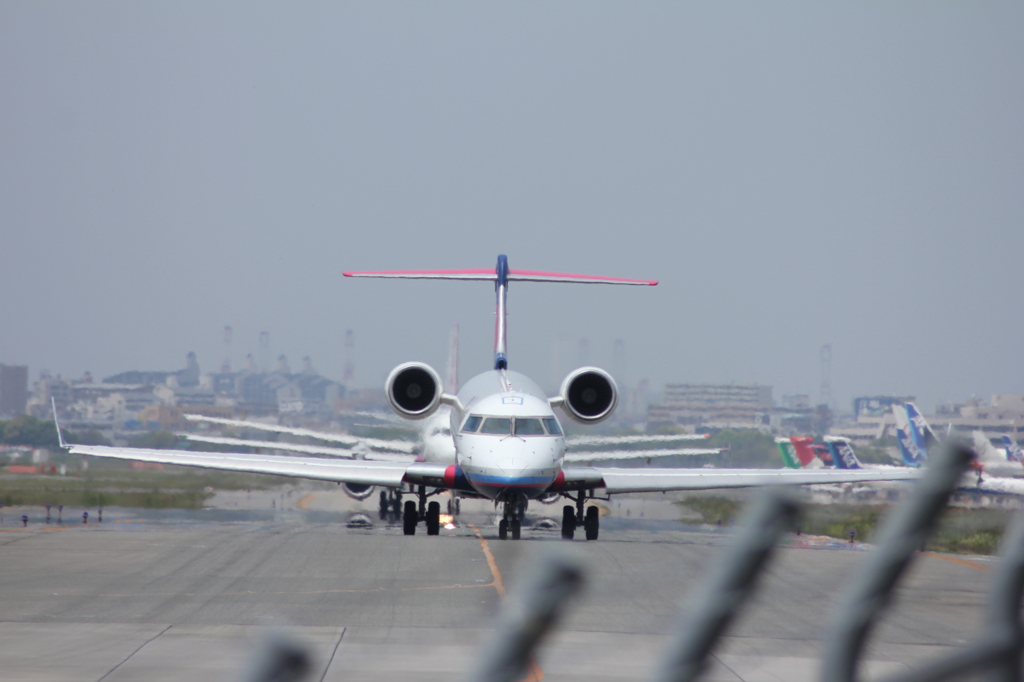 離陸待ちの行列
