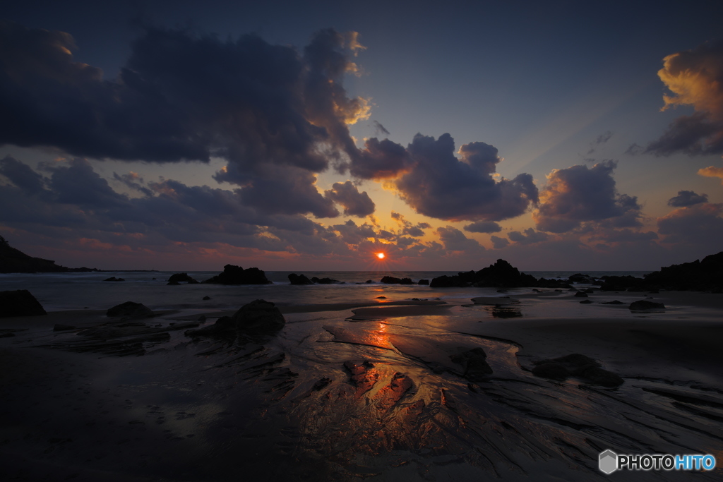 伏流水と夕日2