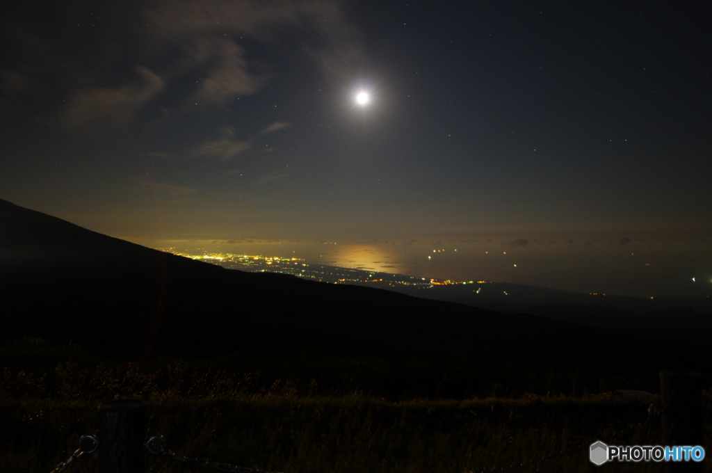 月夜の庄内平野