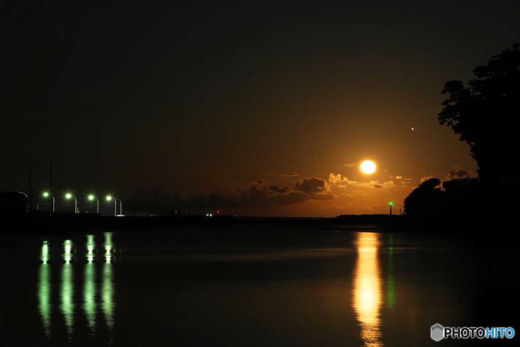 月夜の月光川河口1