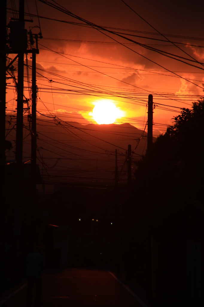 夕焼け、日の沈み