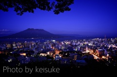 城山からの夜桜島
