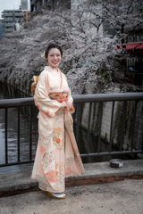 目黒川花見　ポートレート